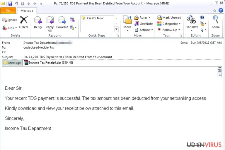Income Tax Receipt virus