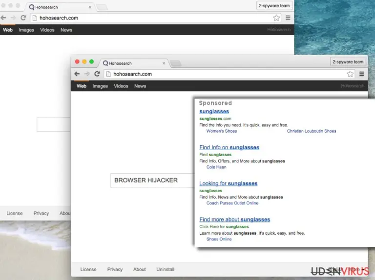 Hohosearch.com browser hijacker presents a bogus search engine