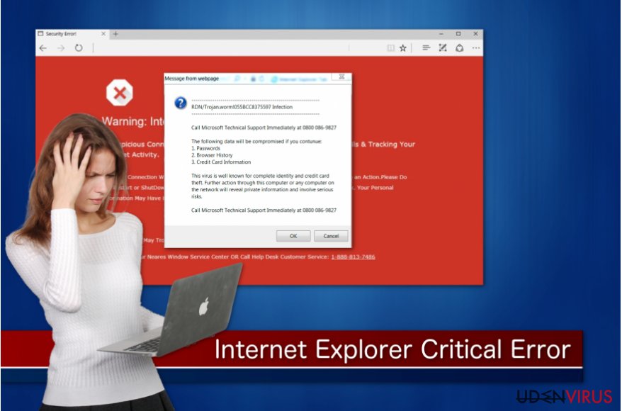 "Internet Explorer Critical ERROR" svindelnummer