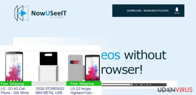 The picture showing nowuseeit player adware