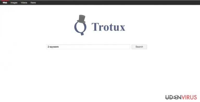 A screenshot of the Trotux.com search engine